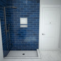 Redi Base® 34 In x 60 In Right Double Threshold Corner Tileable Shower Pan Base with Center Drain