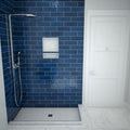 Redi Base® 34 In x 60 In Right Double Threshold Corner Tileable Shower Pan Base with Center Drain