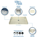 Redi Free® 34 In x 60 In Barrier Free Tileable Shower Pan Base with Right Drain