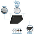 Redi Neo® 40 In x 40 In Neo Angle Corner Shower Pan with Back Drain and Round Polished Chrome Drain Grate