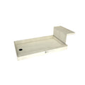 Base'N Bench® 42 In x 60 In Single Curb Shower Pan with Left Drain, Round Matte Black Drain Grate, and Bench