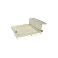 Base'N Bench® 48 In x 60 In Single Curb Shower Pan with Left Drain, Round Polished Chrome Drain Grate, and Bench