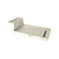 Base'N Bench® 32 In x 72 In Single Curb Shower Pan with Right Drain, Linear Tileable Drain Grate, and Bench