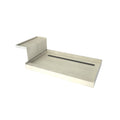 Base'N Bench® 34 In x 60 In Single Curb Shower Pan with Back Drain, Linear Brushed Nickel Drain Grate, and Bench