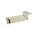 Base'N Bench® 34 In x 60 In Single Curb Shower Pan with Left Drain, Linear Matte Black Drain Grate, and Bench