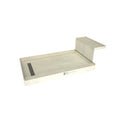 Base'N Bench® 34 In x 60 In Single Curb Shower Pan with Left Drain, Linear Tileable Drain Grate, and Bench