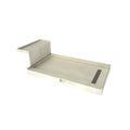 Base'N Bench® 36 In x 60 In Single Curb Shower Pan with Right Drain, Linear Solid Brushed Nickel Drain Grate, and Bench