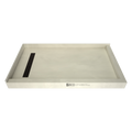 Redi Trench® 30 In x 48 In Right Dual Curb Corner Shower Pan with Left Drain and Linear Oil Rubbed Bronze Drain Grate