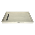 Redi Trench® 30 In x 48 In Right Dual Curb Corner Shower Pan with Left Drain and Linear Brushed Nickel Drain Grate
