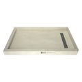 Redi Trench® 30 In x 48 In Left Dual Curb Corner Shower Pan with Right Drain and Linear Tileable Drain Grate