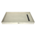 Redi Trench® 33 In x 60 In Single Curb Shower Pan with Right Drain and Linear Brushed Nickel Drain Grate
