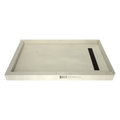 Redi Trench® 33 In x 60 In Left Dual Curb Corner Shower Pan with Right Drain and Linear Oil Rubbed Bronze Drain Grate