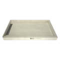 WonderFall Trench® 32 In x 48 In Right Dual Curb Corner Shower Pan with Left Drain and Linear Tileable Drain Grate