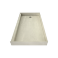Redi Base® 30 In x 60 In Single Curb Shower Pan with Left Drain 13 In from Back Wall and Round Polished Chrome Drain Grate