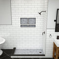 Redi Base® 30 In x 54 In Double Threshold Corner Tileable Shower Pan Base with Right Drain