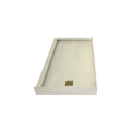 Redi Base® 30 In x 54 In Double Threshold Corner Tileable Shower Pan Base with Right Drain