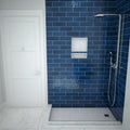 Redi Base® 34 In x 60 In Double Threshold Corner Tileable Shower Pan Base with Right Drain