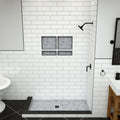 Redi Base® 36 In x 42 In Left Double Threshold Corner Tileable Shower Pan Base with Center Drain