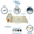Base'N Bench® 36 In x 72 In Single Curb Tileable Shower Pan Base with Left Drain and Bench