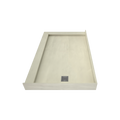 Redi Base® 37 In x 60 In Double Threshold Corner Tileable Shower Pan Base with Right Drain