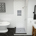 Redi Base® 42 In x 36 In Left Double Threshold Corner Tileable Shower Pan Base with Center Drain
