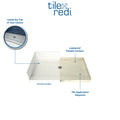 Redi Base® 48 In x 60 In Single Curb Tileable Shower Pan Base with Right Drain