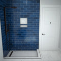 Redi Trench® 30 In x 48 In Right Double Threshold Corner Tileable Shower Pan Base with Left Drain and Linear Trench