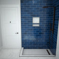 Redi Trench® 30 In x 48 In Left Double Threshold Corner Tileable Shower Pan Base with Right Drain and Linear Trench