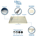 Redi Trench® 33 In x 60 In Single Curb Tileable Shower Pan Base with Left Drain and Linear Trench