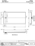 Redi Trench® 33 In x 60 In Single Curb Tileable Shower Pan Base with Left Drain and Linear Trench