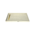 Redi Trench® 33 In x 60 In Double Threshold Corner Tileable Shower Pan Base with Left Drain and Linear Trench
