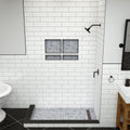 Redi Trench® 33 In x 60 In Double Threshold Corner Tileable Shower Pan Base with Right Drain and Linear Trench