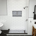 Redi Trench® 33 In x 60 In Double Threshold Corner Tileable Shower Pan Base with Right Drain and Linear Trench