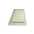 Redi Trench® 33 In x 60 In Double Threshold Corner Tileable Shower Pan Base with Right Drain and Linear Trench