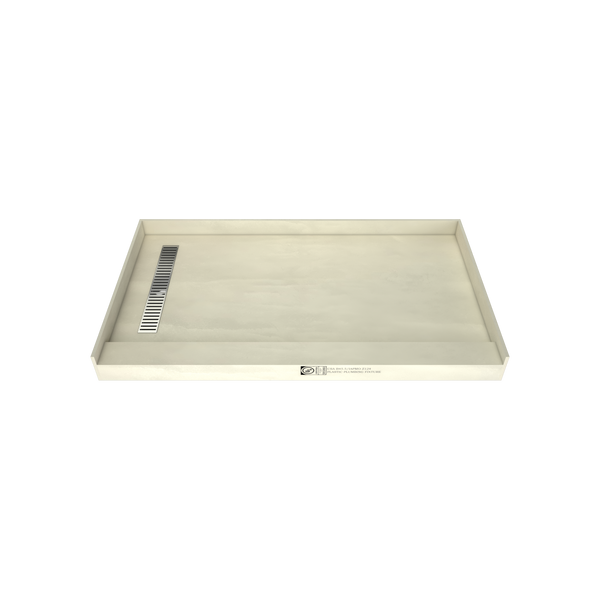 Redi Trench® 34 In x 60 In Single Curb Tileable Shower Pan Base with Left Drain and Linear Trench