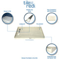 Redi Trench® 34 In x 60 In Single Curb Tileable Shower Pan Base with Left Drain and Linear Trench