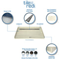 Redi Trench® 34 In x 72 In Barrier Free Tileable Shower Pan Base with Back Drain and Linear Trench