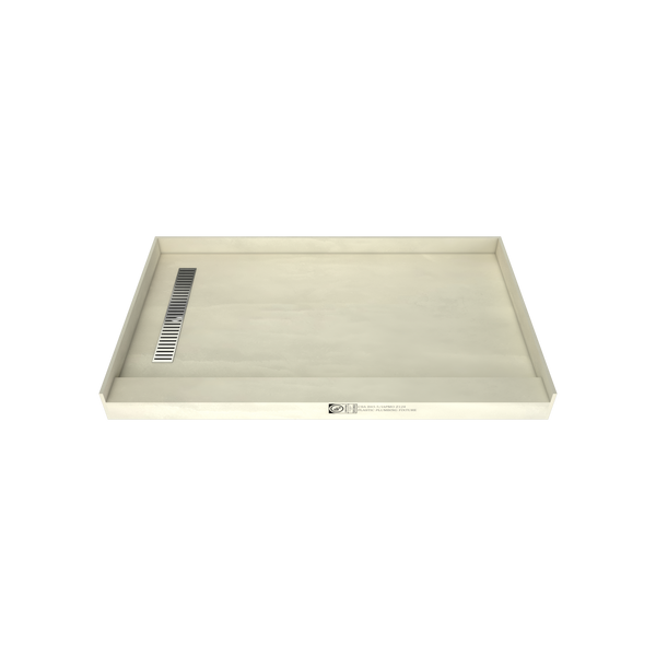 Redi Trench® 36 In x 60 In Single Curb Tileable Shower Pan Base with Left Drain and Linear Trench