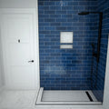 Redi Trench® 36 In x 72 In Double Threshold Corner Tileable Shower Pan Base with Right Drain and Linear Trench