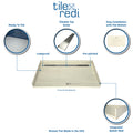 Redi Trench® 40 In x 63 In Barrier Free Tileable Shower Pan Base with Back Drain and Linear Trench