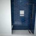 Base'N Bench® 42 In x 60 In Single Curb Tileable Shower Pan Base with Right Drain, Linear Trench, and Bench