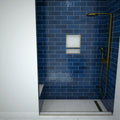 Base'N Bench® 42 In x 60 In Single Curb Tileable Shower Pan Base with Right Drain, Linear Trench, and Bench