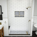 Base'N Bench® 42 In x 60 In Single Curb Tileable Shower Pan Base with Right Drain, Linear Trench, and Bench