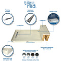 Base'N Bench® 42 In x 60 In Single Curb Tileable Shower Pan Base with Right Drain, Linear Trench, and Bench
