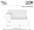 Base'N Bench® 42 In x 60 In Single Curb Tileable Shower Pan Base with Right Drain, Linear Trench, and Bench