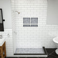 Redi Trench® 48 In x 60 In Right Double Threshold Corner Tileable Shower Pan Base with Left Drain and Linear Trench