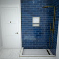 Redi Trench® 48 In x 60 In Left Double Threshold Corner Tileable Shower Pan Base with Right Drain and Linear Trench