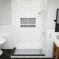 Redi Trench® 48 In x 60 In Left Double Threshold Corner Tileable Shower Pan Base with Right Drain and Linear Trench