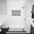 Redi Trench® 48 In x 60 In Left Double Threshold Corner Tileable Shower Pan Base with Right Drain and Linear Trench