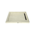 Redi Trench® 48 In x 60 In Left Double Threshold Corner Tileable Shower Pan Base with Right Drain and Linear Trench
